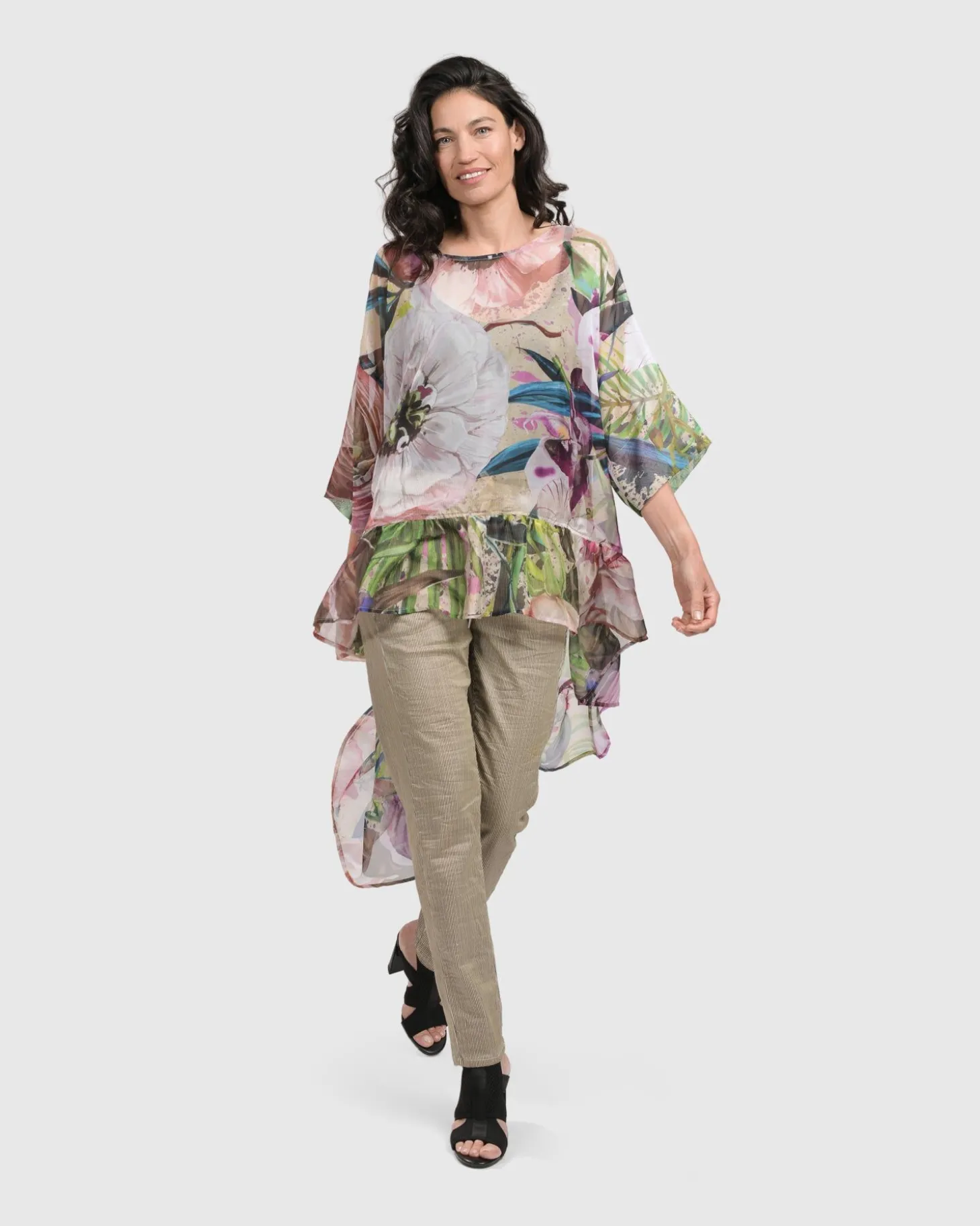 Women Alembika Moonflower Hi Lo Tunic Top, Bouquet
