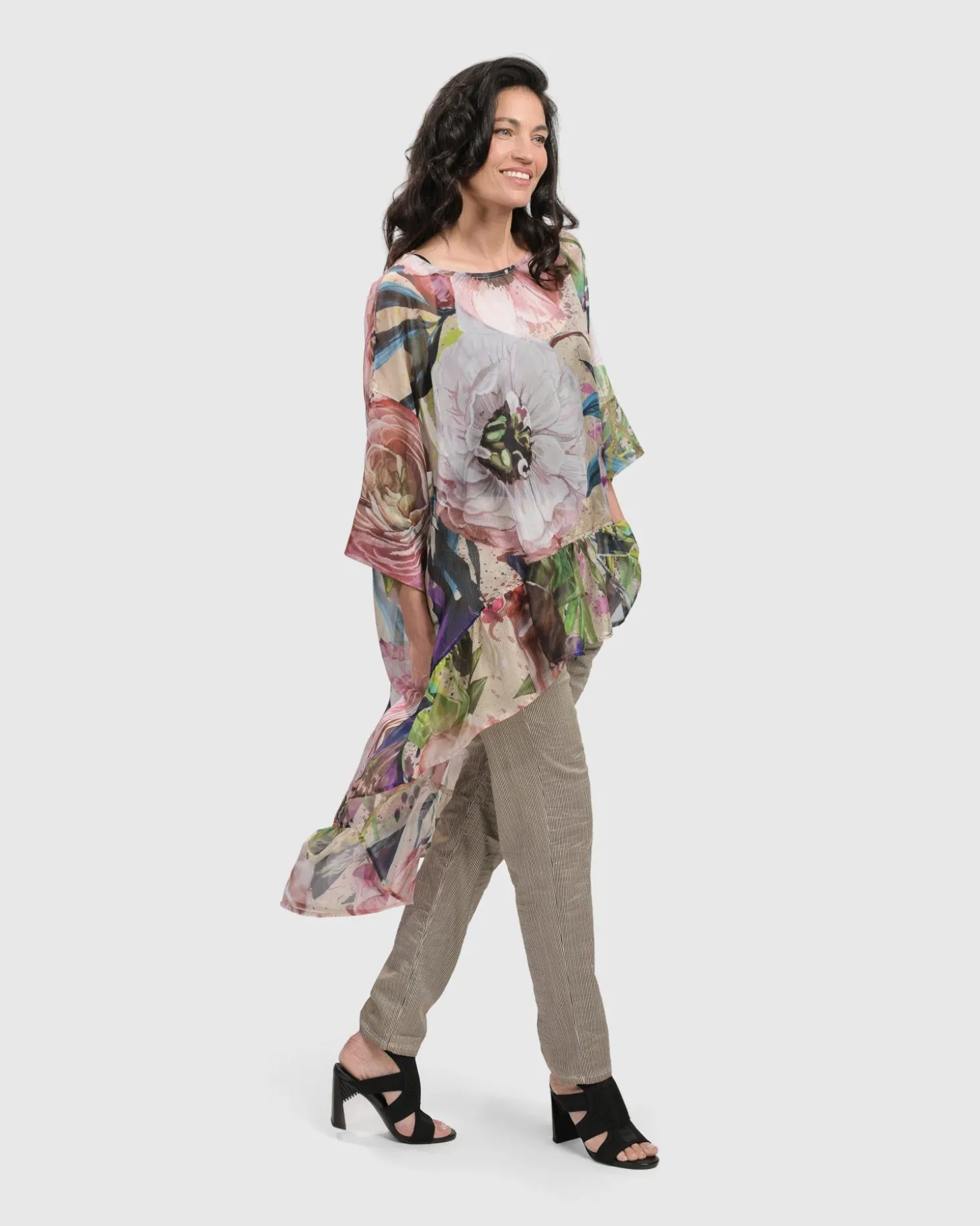Women Alembika Moonflower Hi Lo Tunic Top, Bouquet