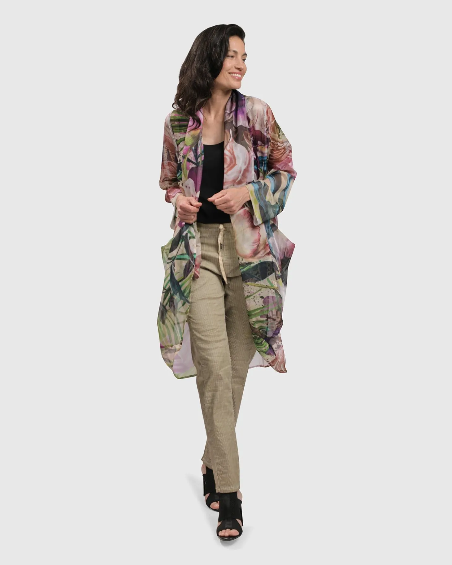 Women Alembika Moonflower Sheer Cardigan, Bouquet