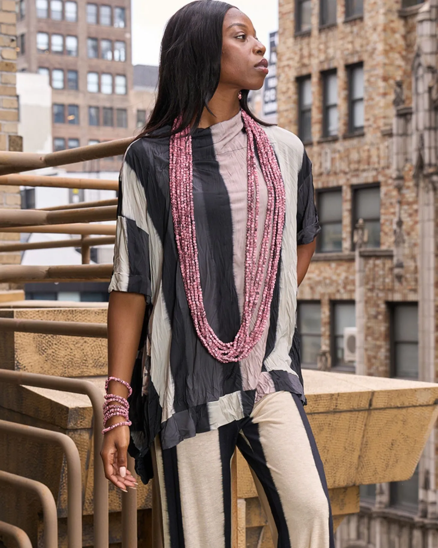 Women Alembika Next Pashmina Necklace, Pink/Black