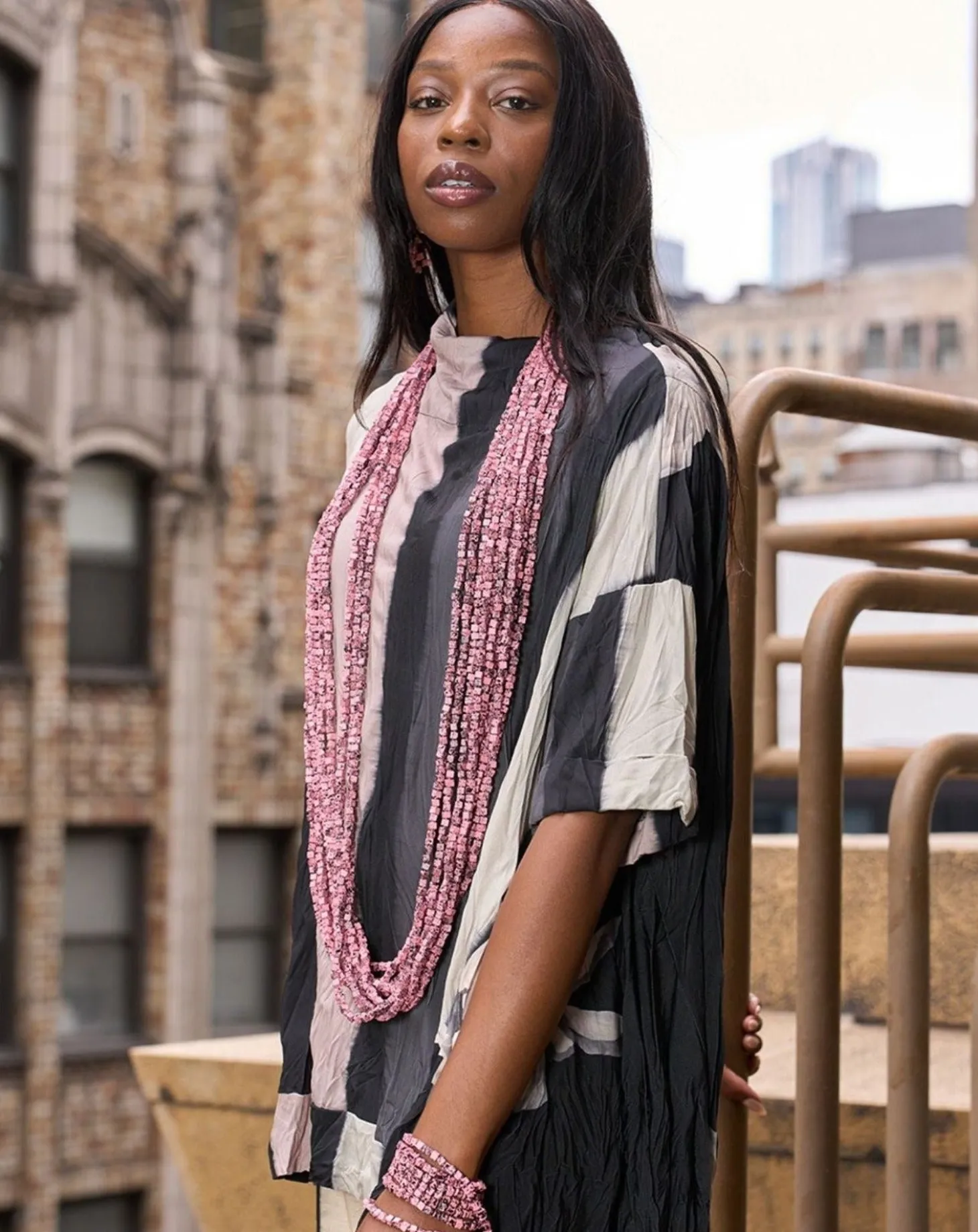 Women Alembika Next Pashmina Necklace, Pink/Black