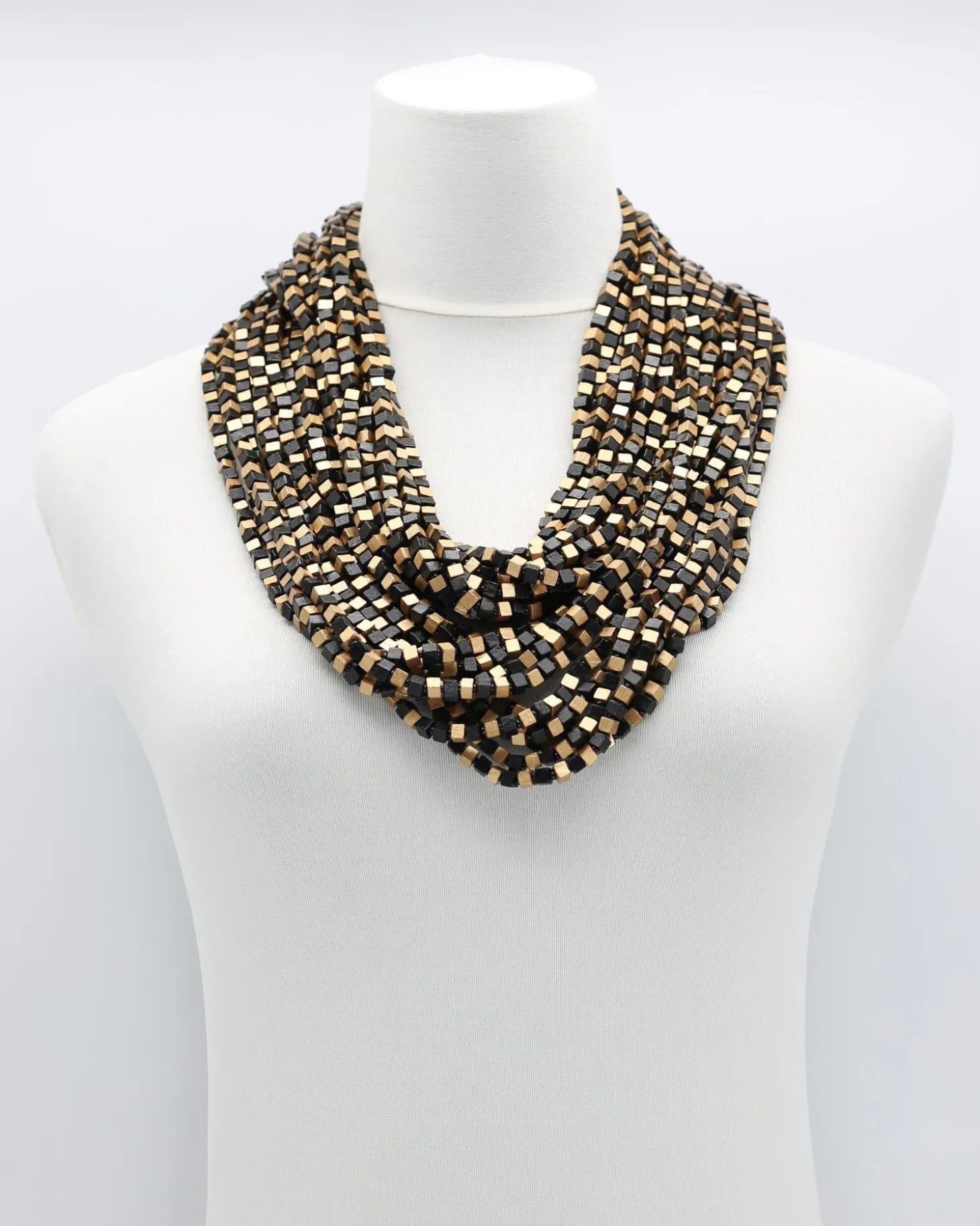 Women Alembika Next Pashmina Wooden Beads Necklace, Mosaic
