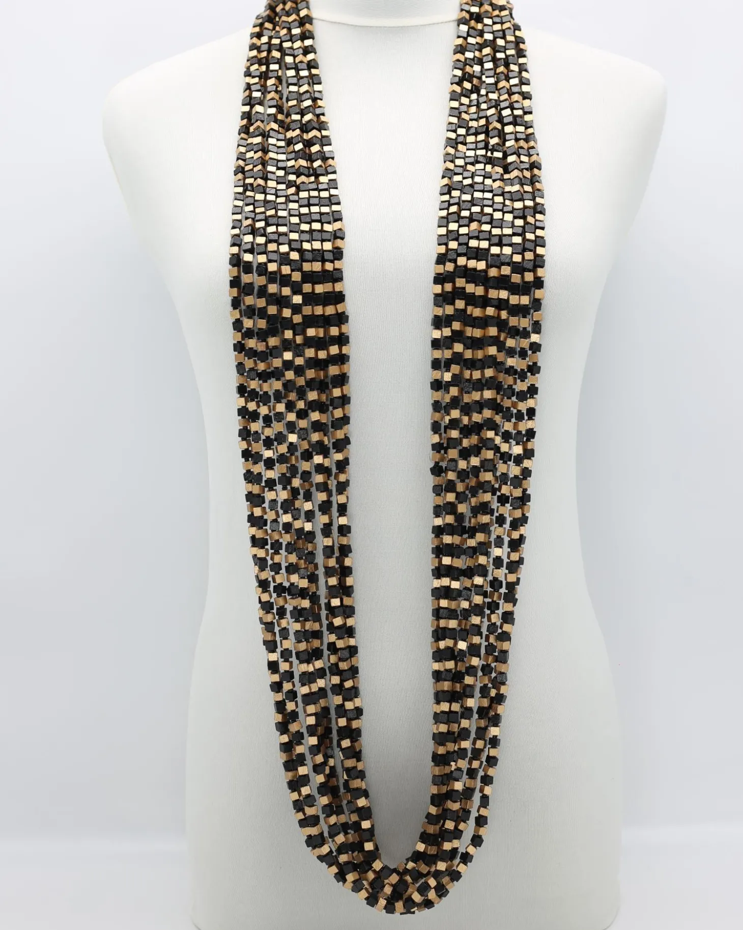 Women Alembika Next Pashmina Wooden Beads Necklace, Mosaic