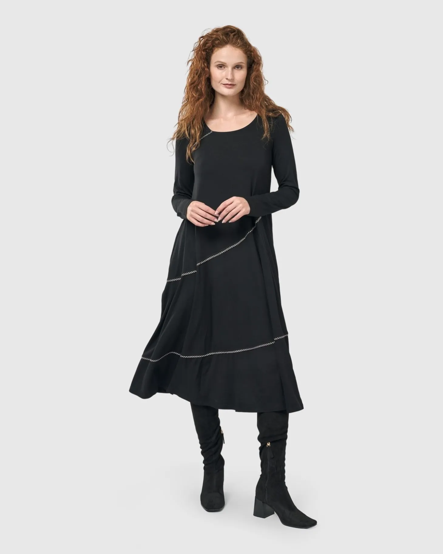 Women Alembika Nightingale Pullover Midi Dress, Black