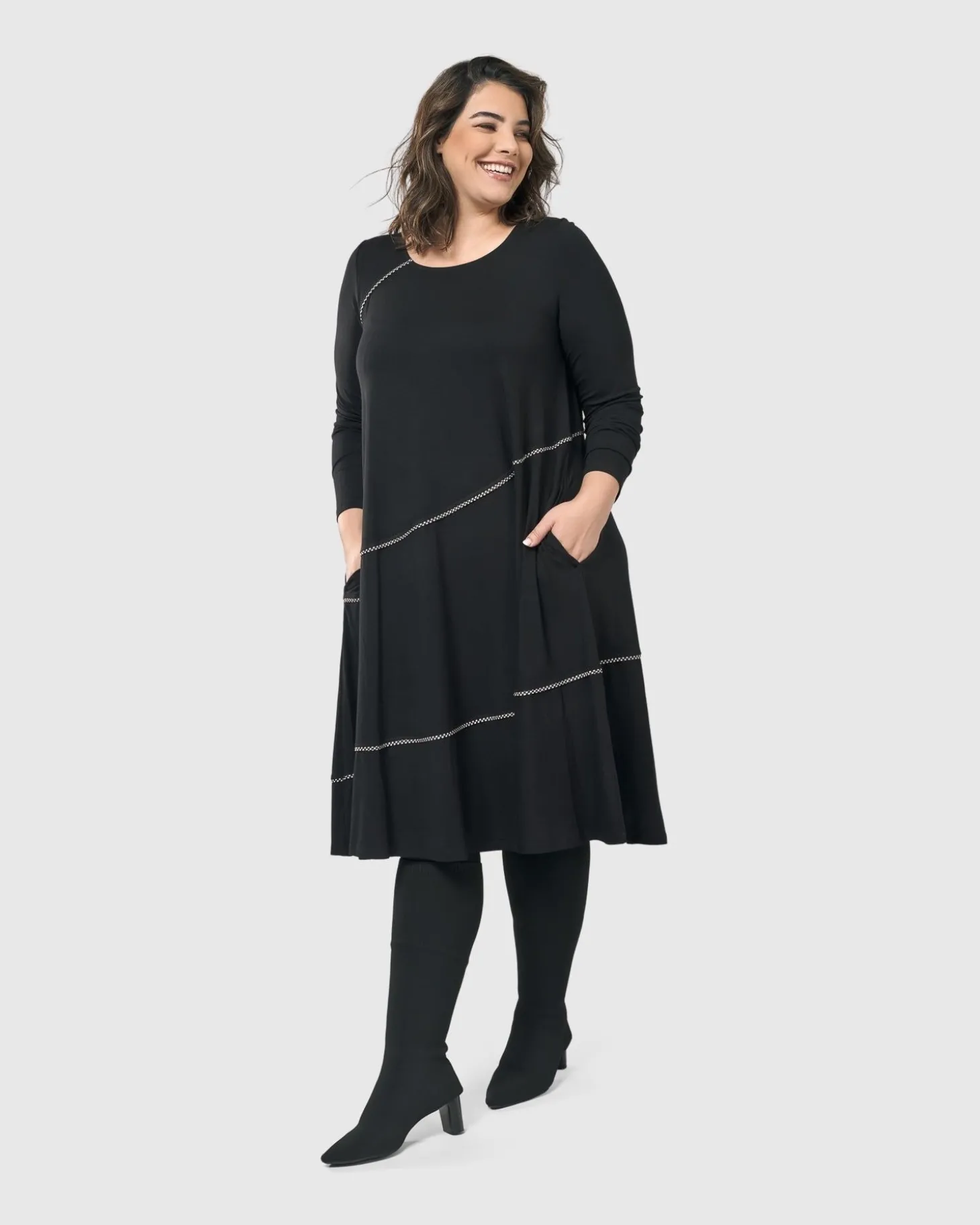 Women Alembika Nightingale Pullover Midi Dress, Black
