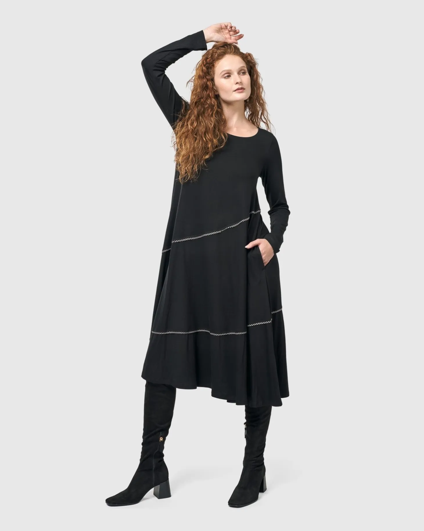 Women Alembika Nightingale Pullover Midi Dress, Black