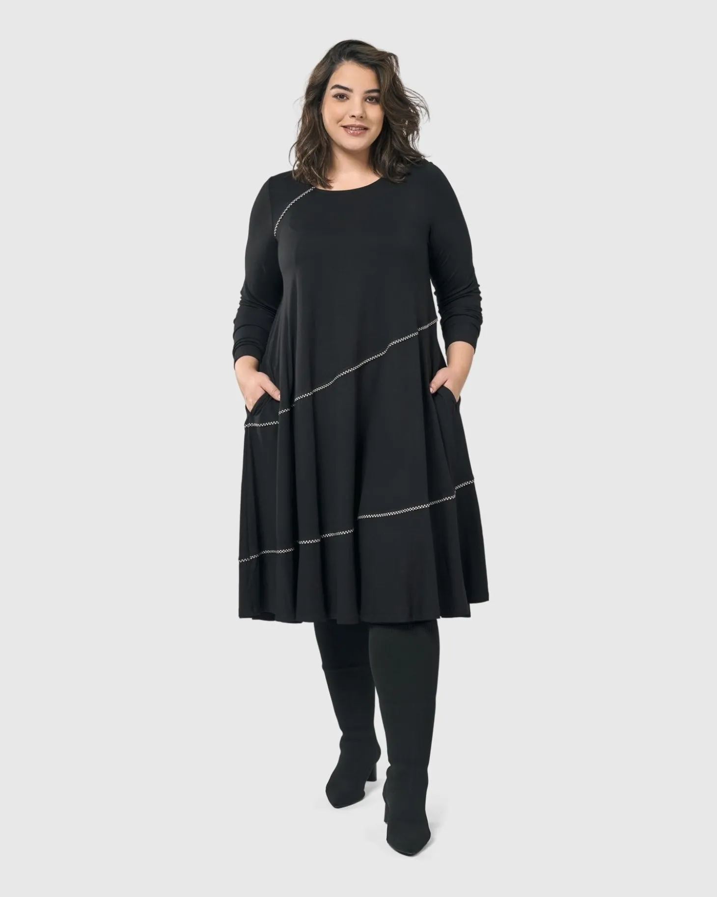 Women Alembika Nightingale Pullover Midi Dress, Black