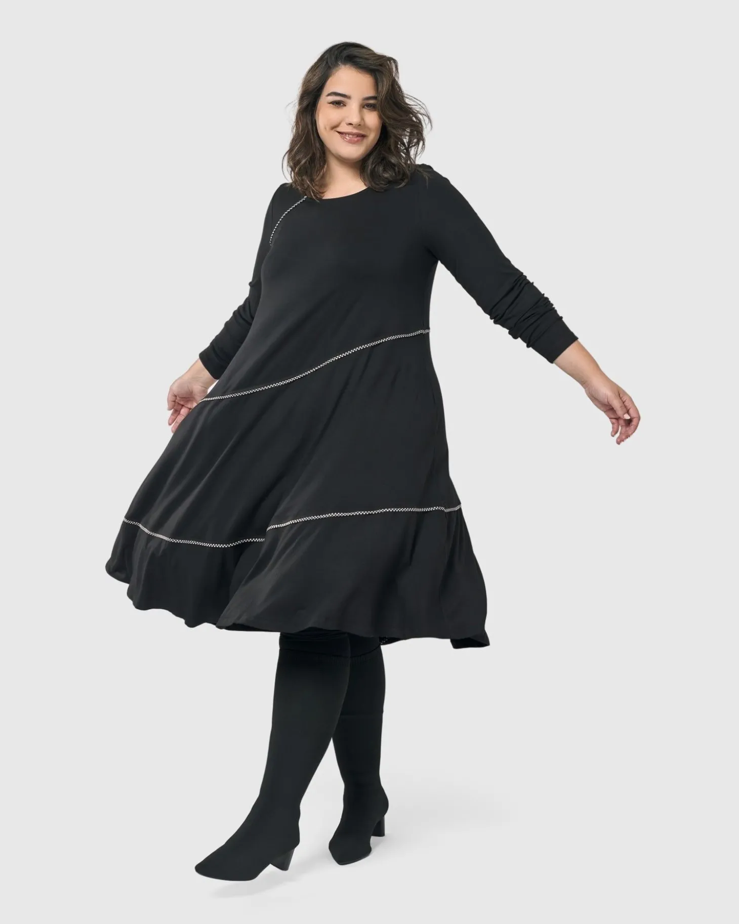Women Alembika Nightingale Pullover Midi Dress, Black