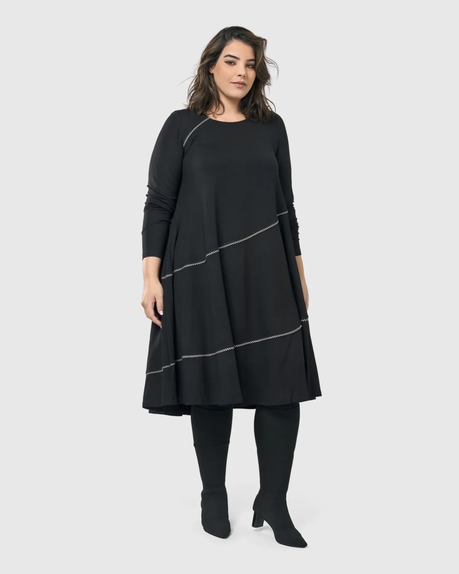 Women Alembika Nightingale Pullover Midi Dress, Black