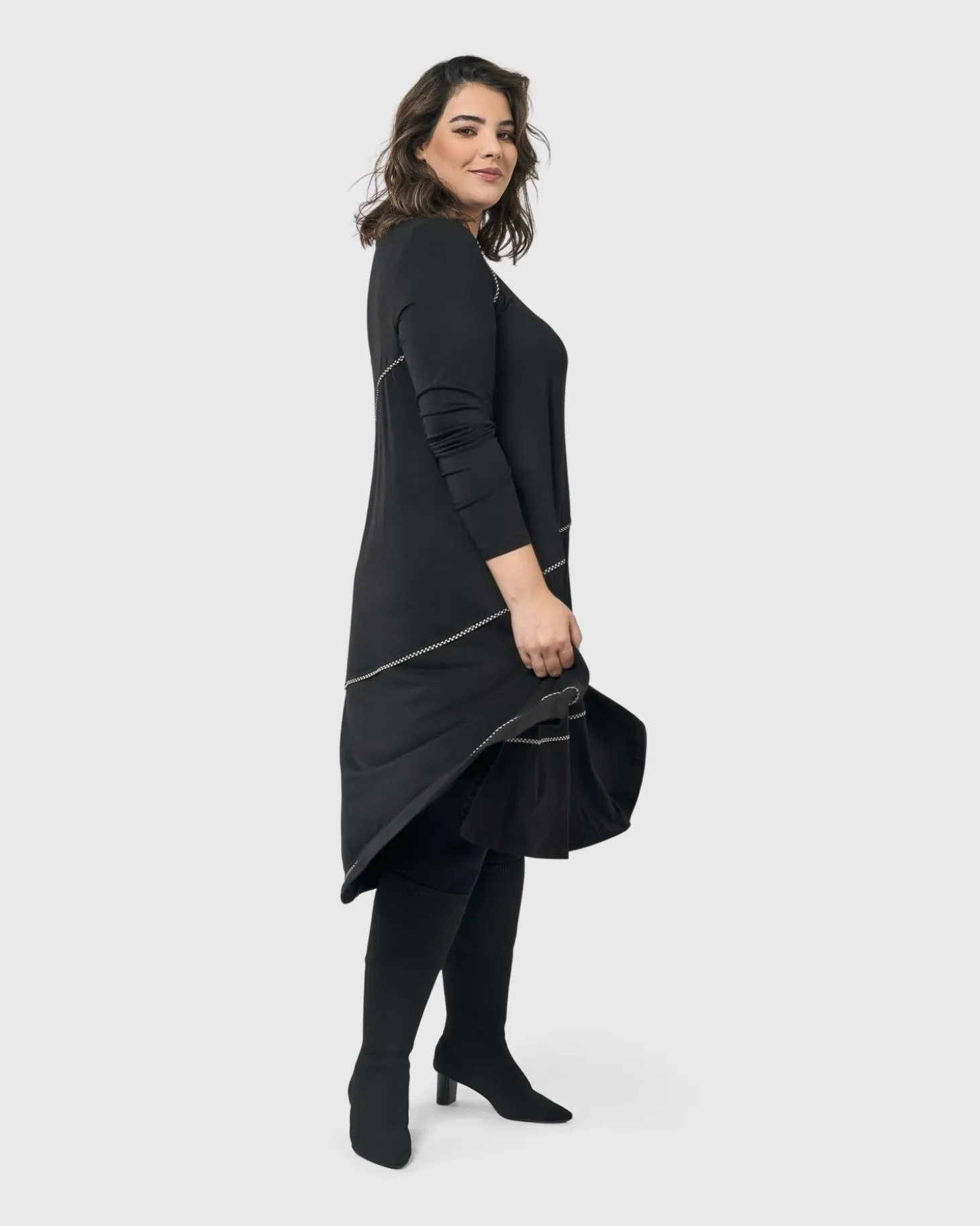 Women Alembika Nightingale Pullover Midi Dress, Black