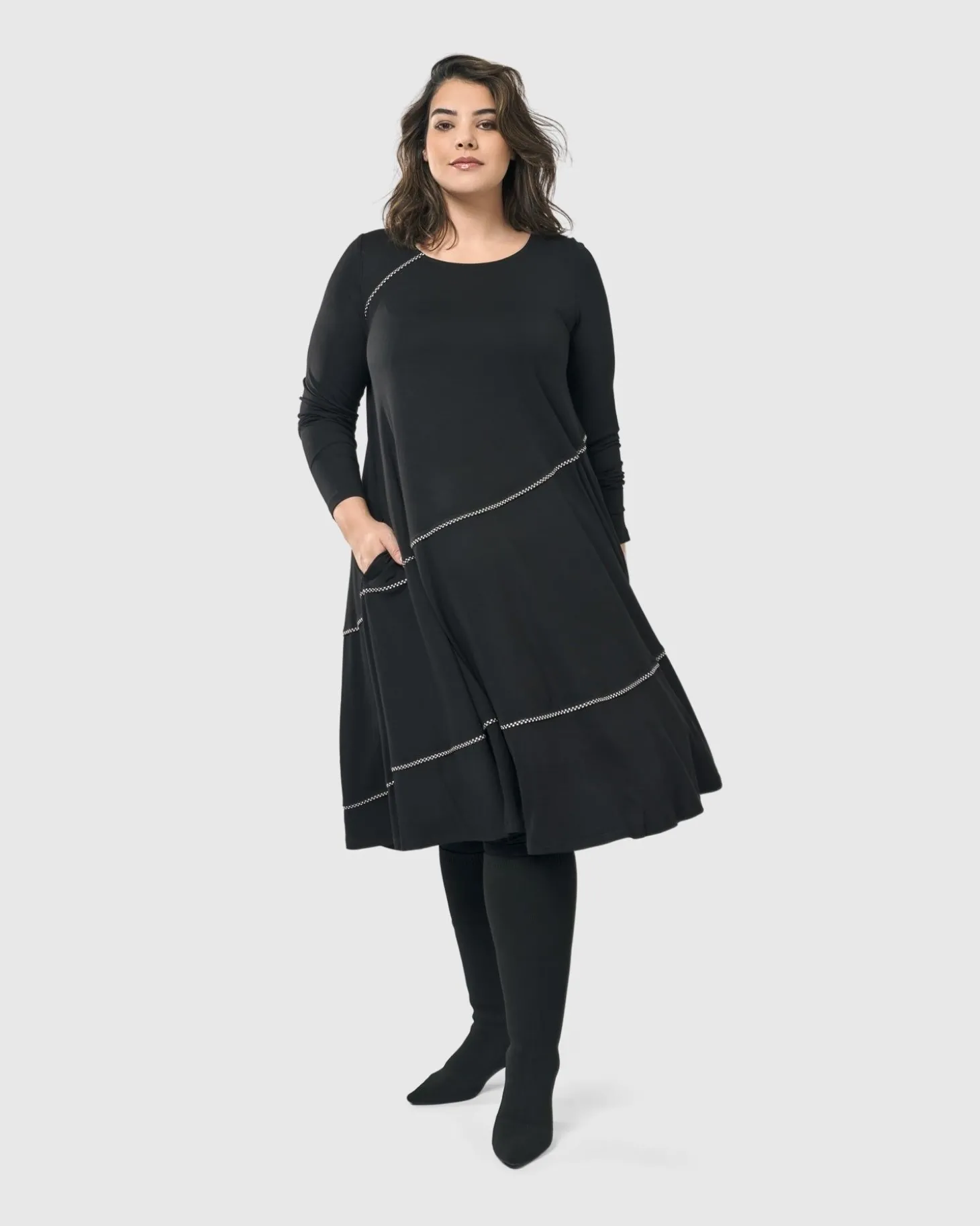 Women Alembika Nightingale Pullover Midi Dress, Black
