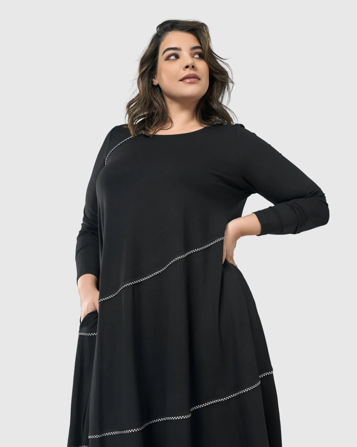 Women Alembika Nightingale Pullover Midi Dress, Black