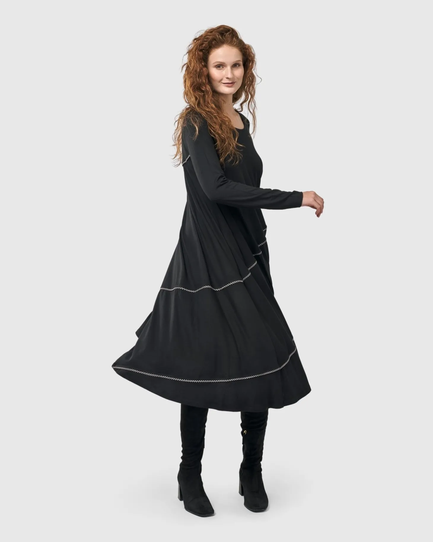 Women Alembika Nightingale Pullover Midi Dress, Black