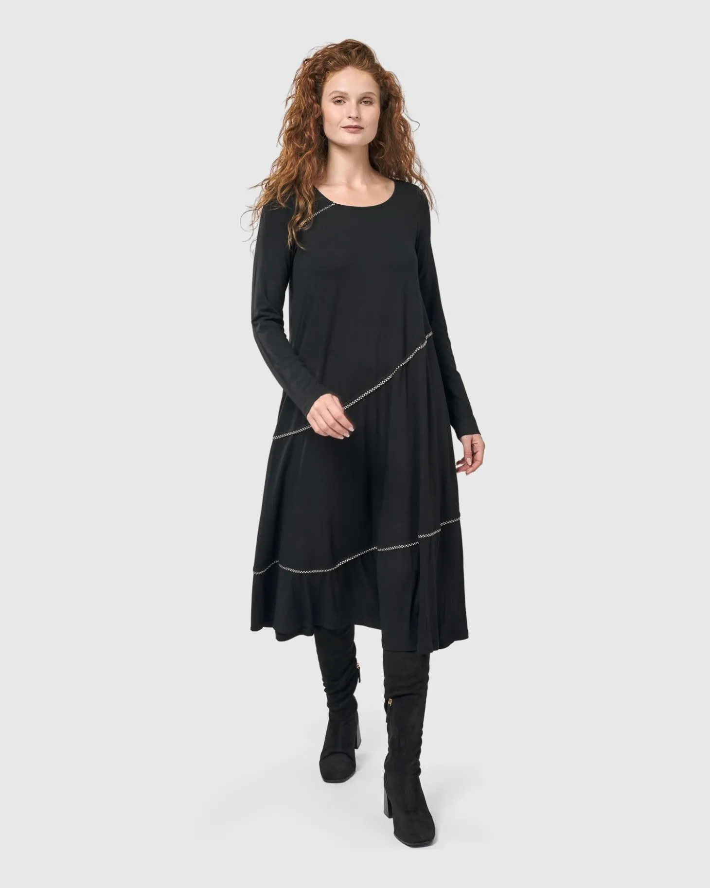 Women Alembika Nightingale Pullover Midi Dress, Black