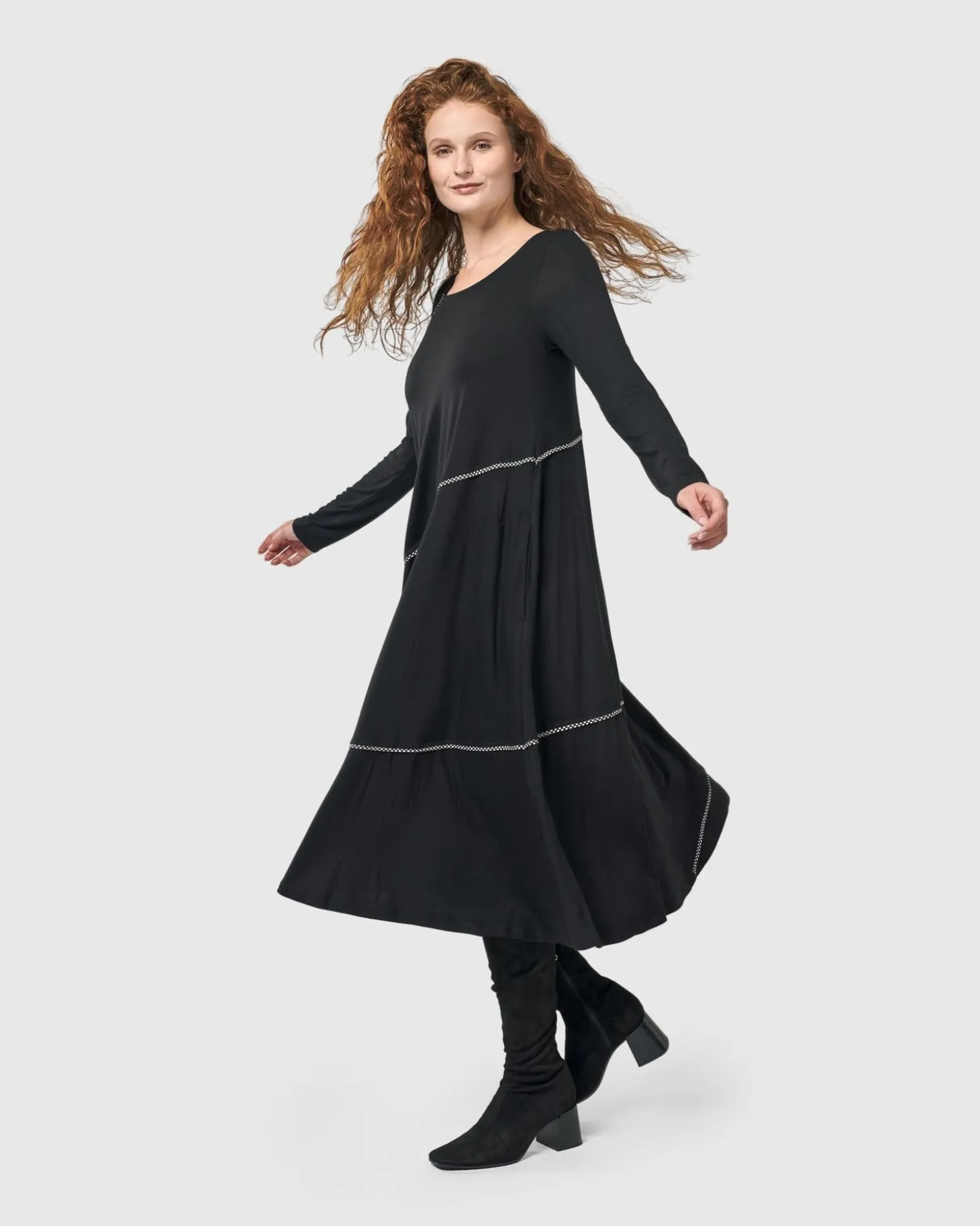 Women Alembika Nightingale Pullover Midi Dress, Black