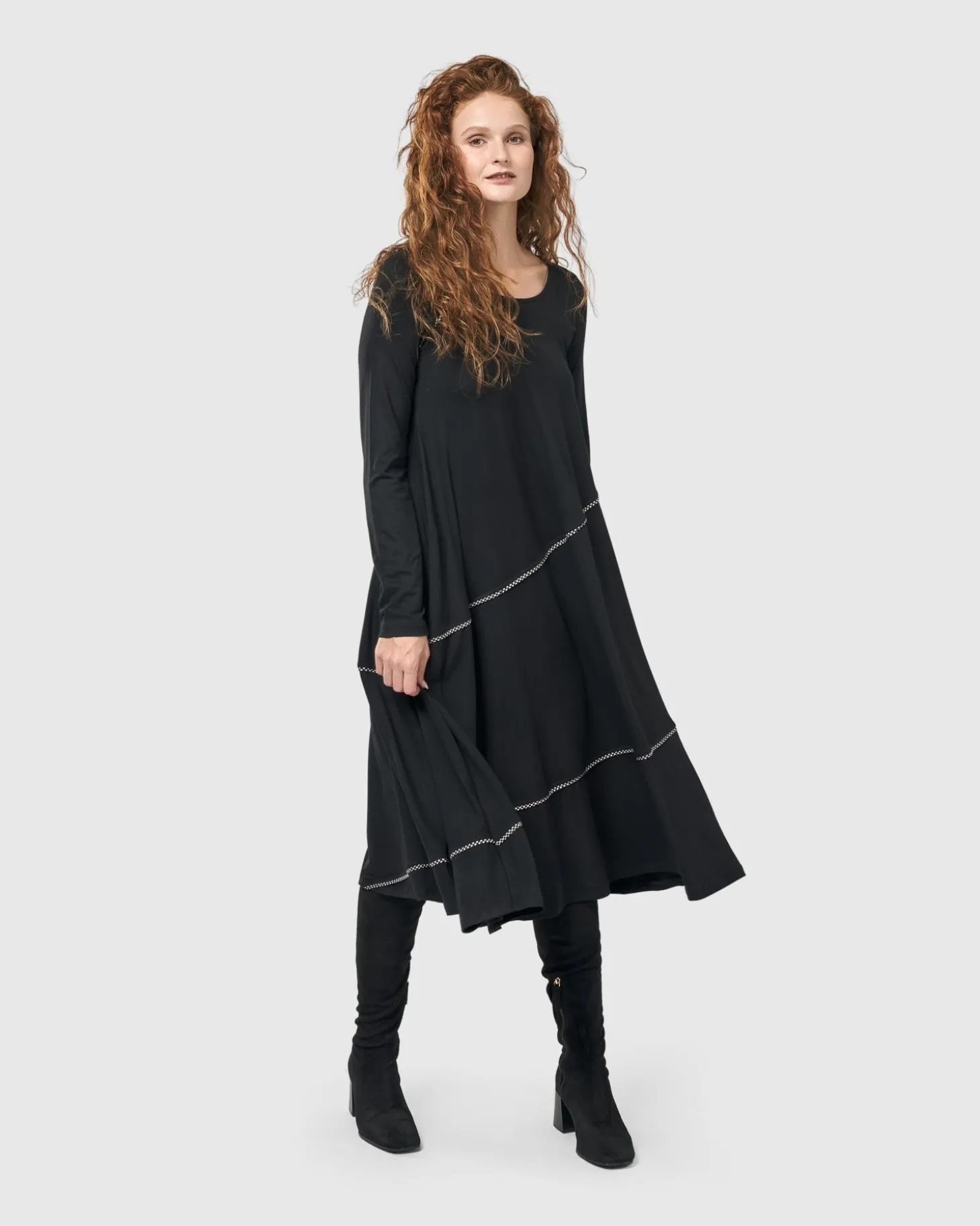 Women Alembika Nightingale Pullover Midi Dress, Black
