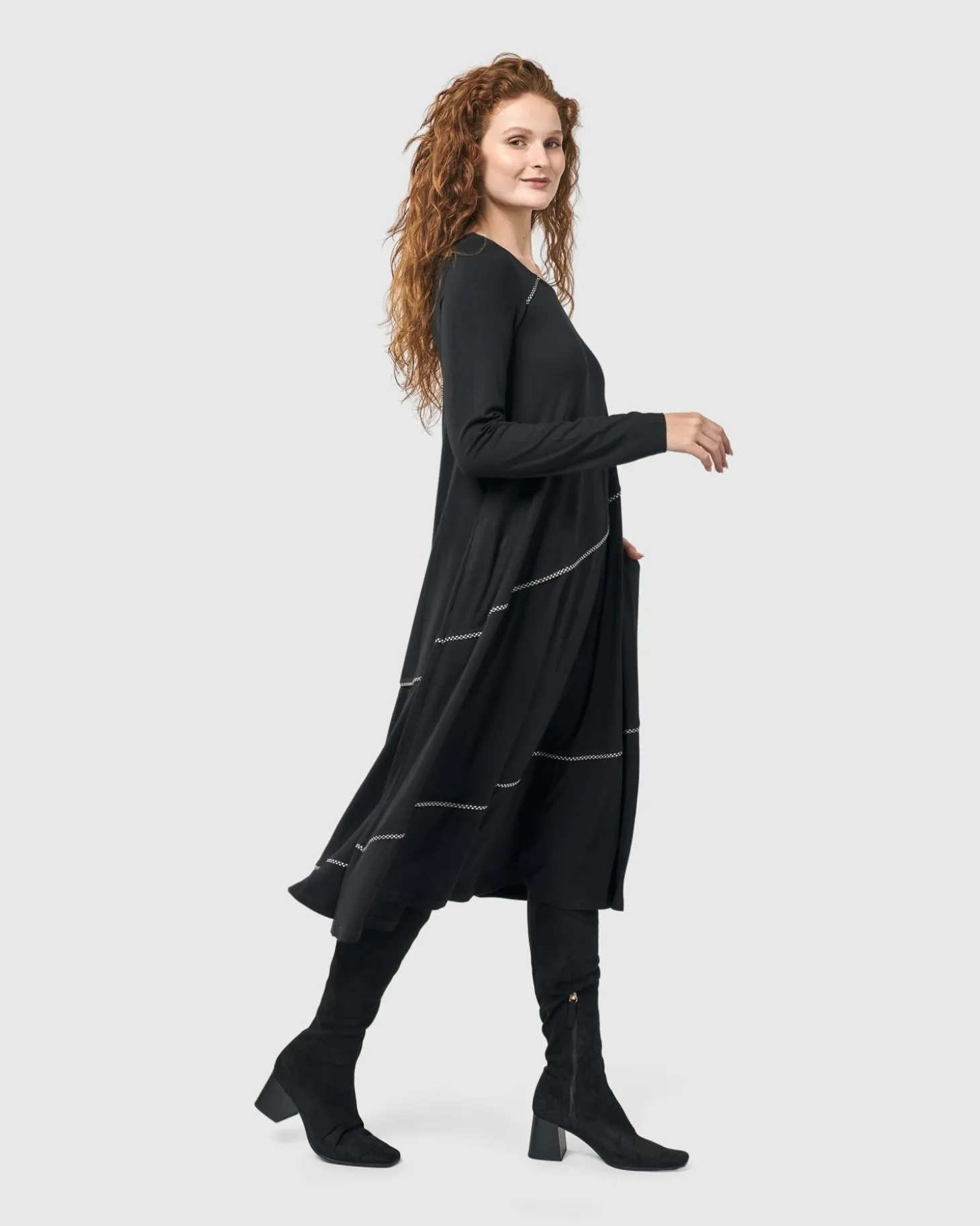 Women Alembika Nightingale Pullover Midi Dress, Black