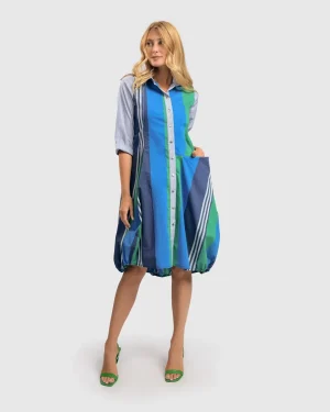 Women Alembika Ocean Stripe Wonderful Dress, Marine