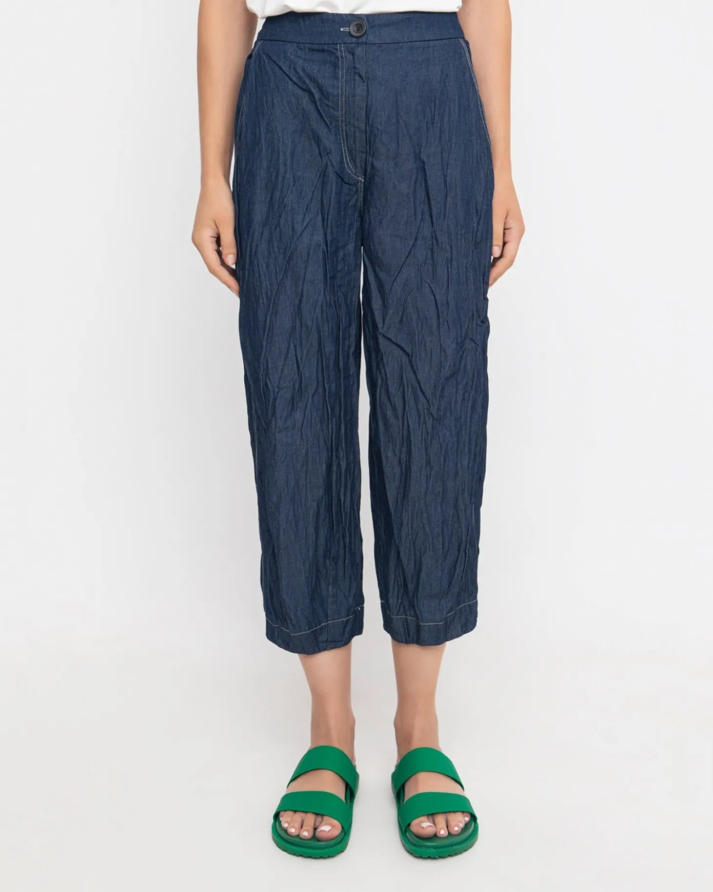 Women Alembika Ozai N Ku Crinkle Crop Trousers, Denim