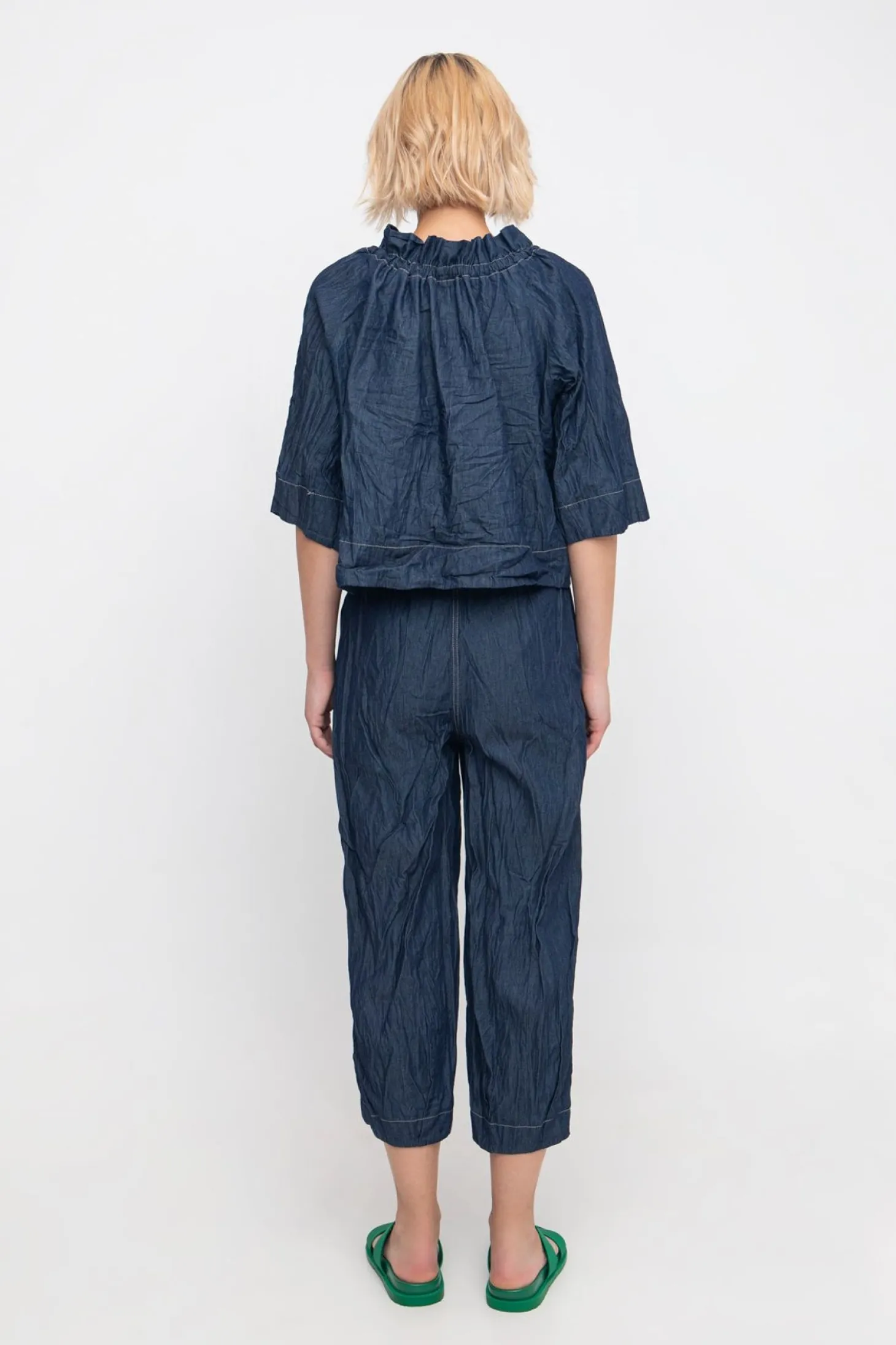 Women Alembika Ozai N Ku Crinkle Crop Trousers, Denim