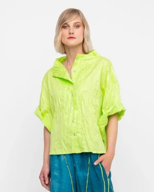 Women Alembika Ozai N Ku Crinkle Funnel Shirt, Lime