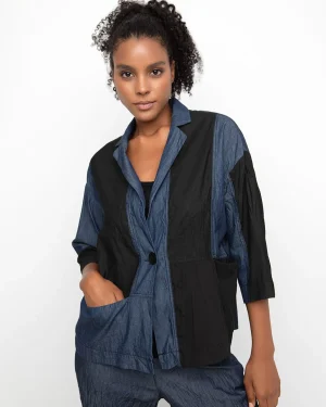 Women Alembika Ozai N Ku Crinkle Patch Shirt Jacket, Denim