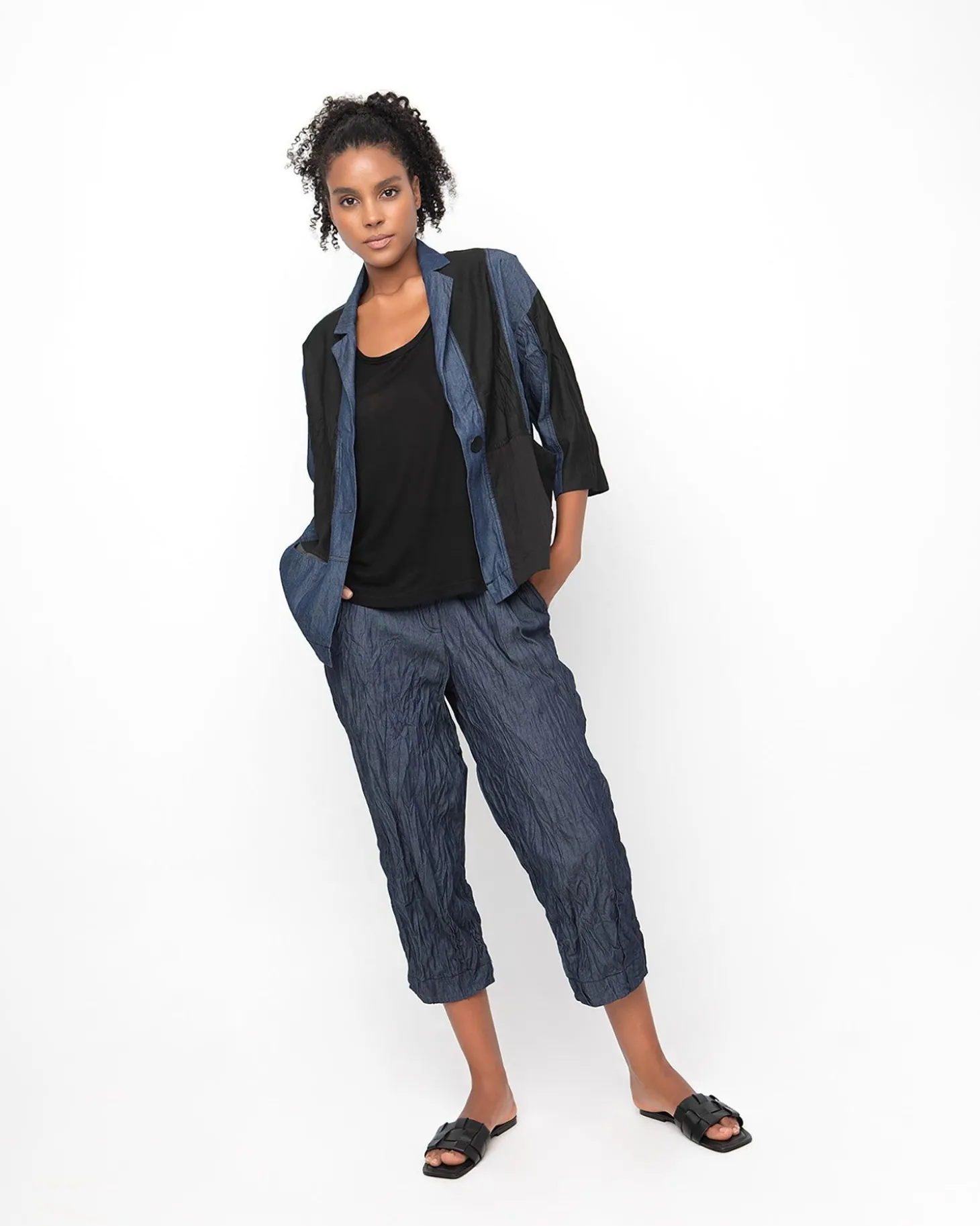 Women Alembika Ozai N Ku Crinkle Patch Shirt Jacket, Denim