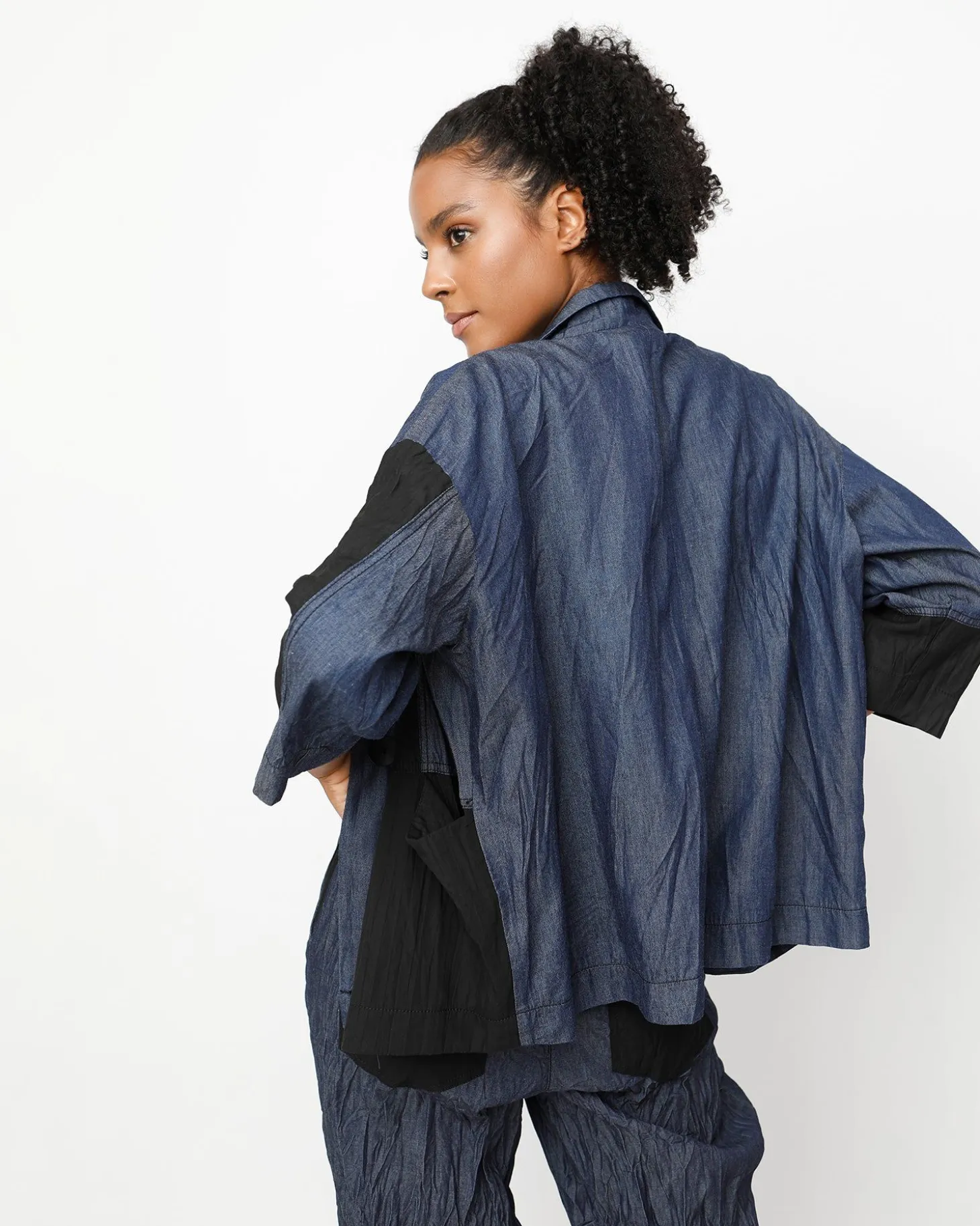 Women Alembika Ozai N Ku Crinkle Patch Shirt Jacket, Denim