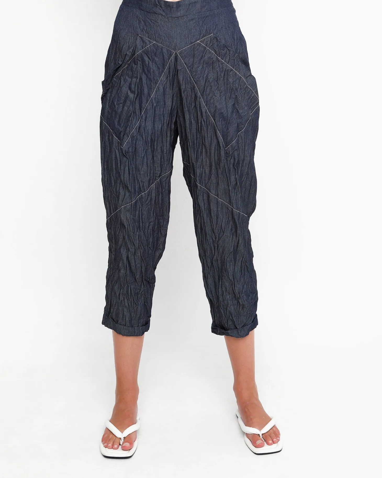 Women Alembika Ozai N Ku Crinkle Stitch Capri Pants, Denim