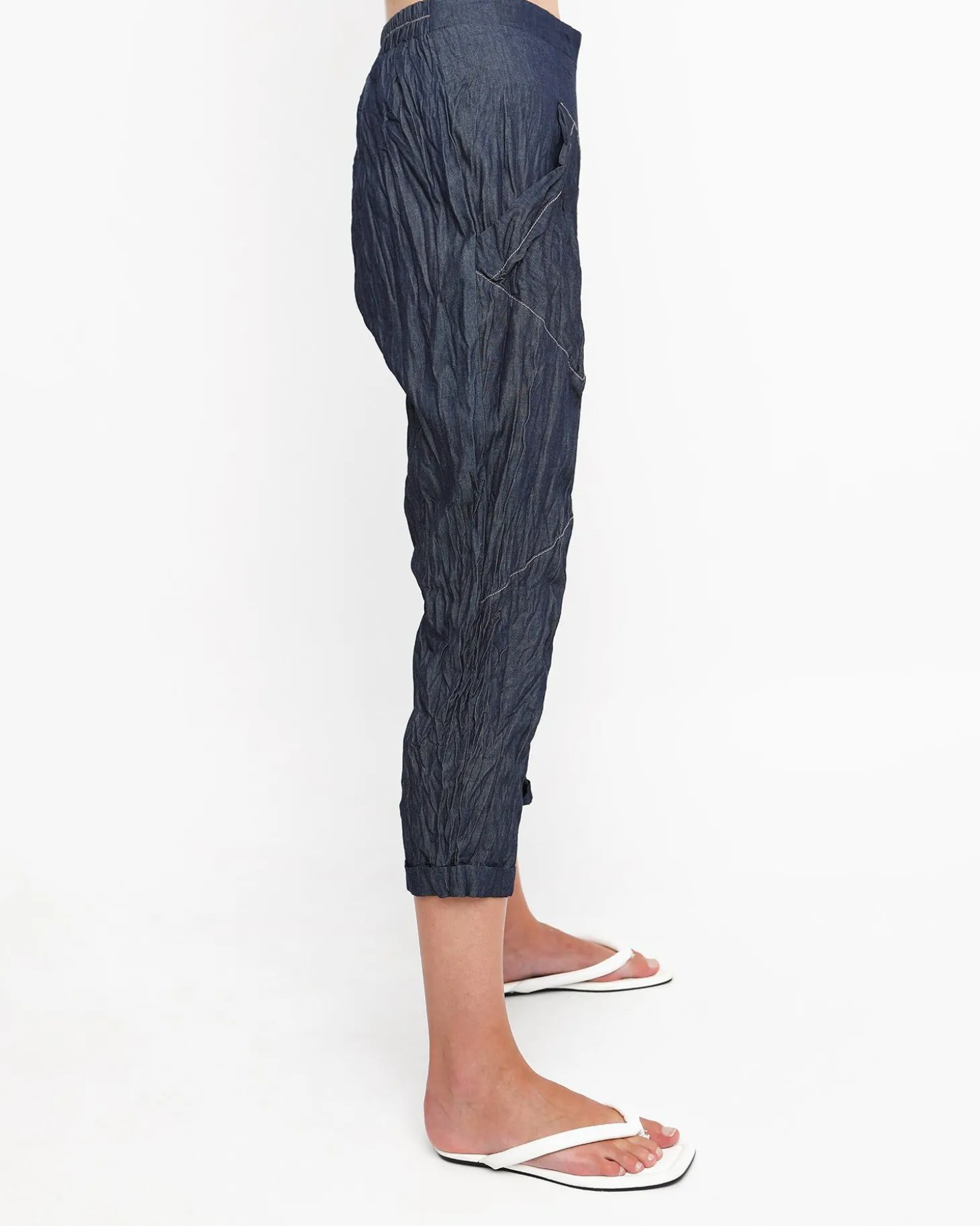 Women Alembika Ozai N Ku Crinkle Stitch Capri Pants, Denim