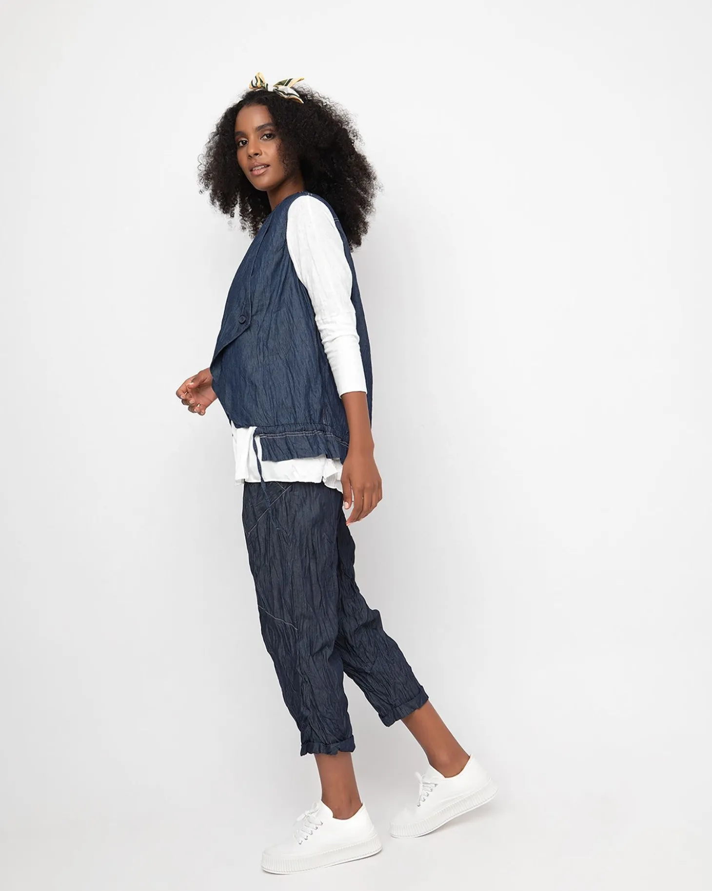Women Alembika Ozai N Ku Crinkle Stitch Capri Pants, Denim