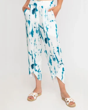 Women Alembika Ozai N Ku Island Linen Tulip Pants, White/Turquoise