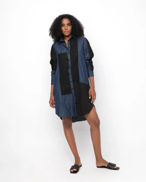 Women Alembika Ozai N Ku Patch Shirt Dress, Denim