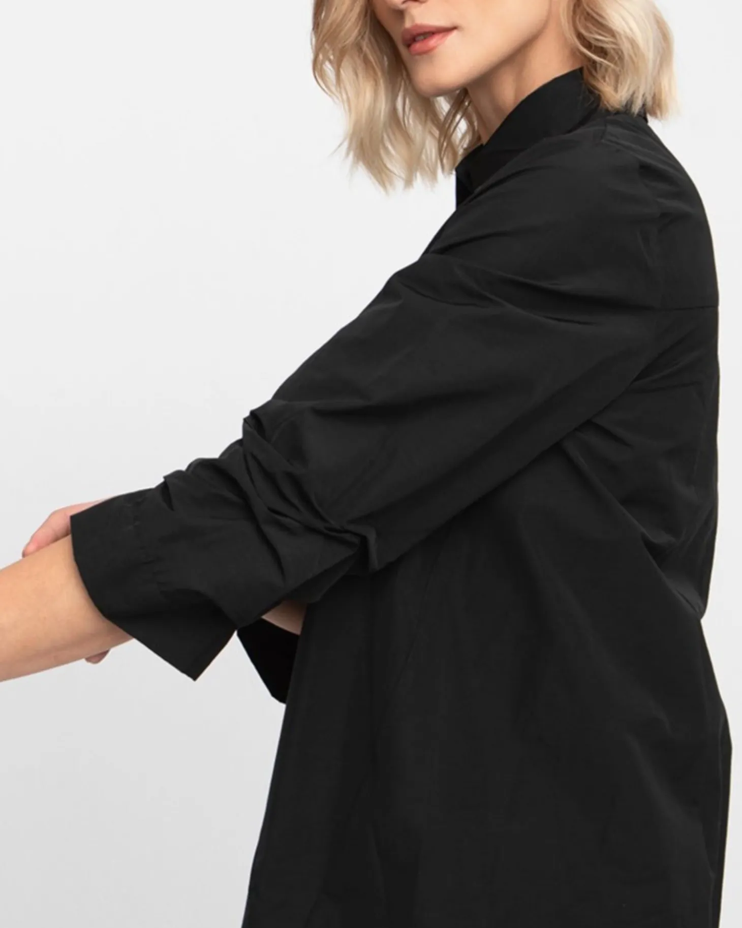 Women Alembika Ozai N Ku Taffeta Scrunch Sleeve Shirt, Black