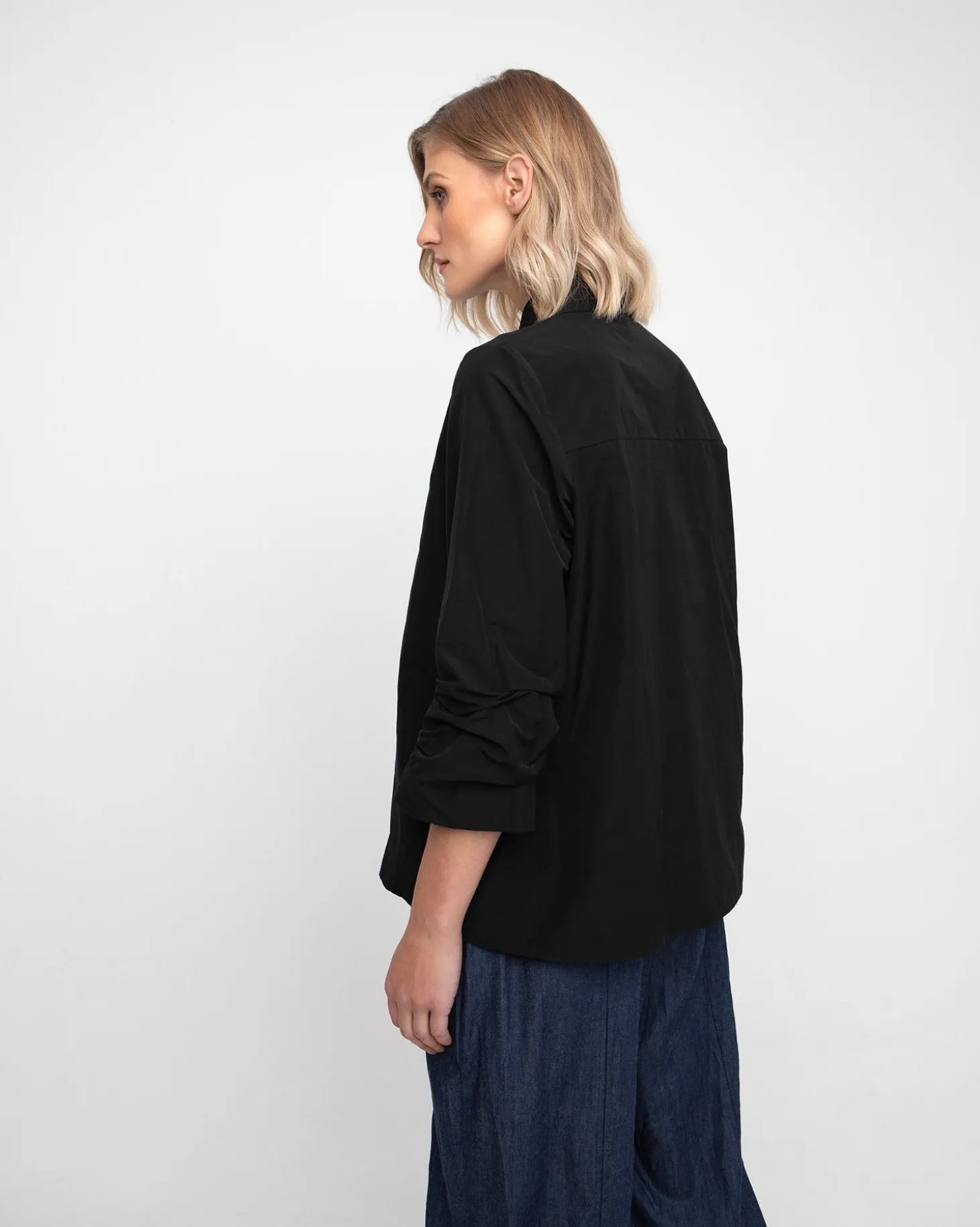 Women Alembika Ozai N Ku Taffeta Scrunch Sleeve Shirt, Black