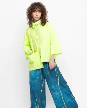 Women Alembika Ozai N Ku Trickster Crinkle Shirt, Lime