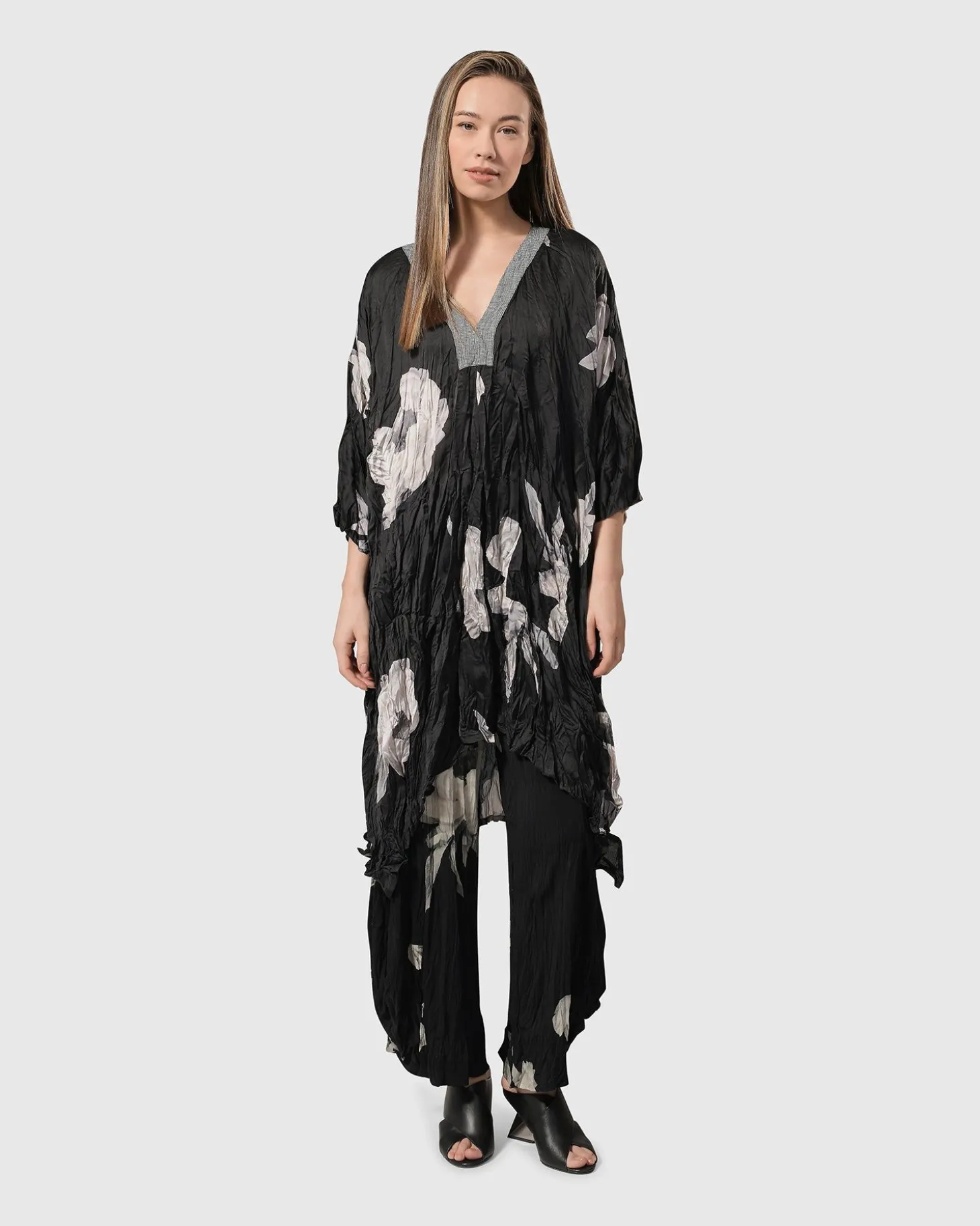 Women Alembika Paige Crinkle Caftan Tunic Dress, Roses