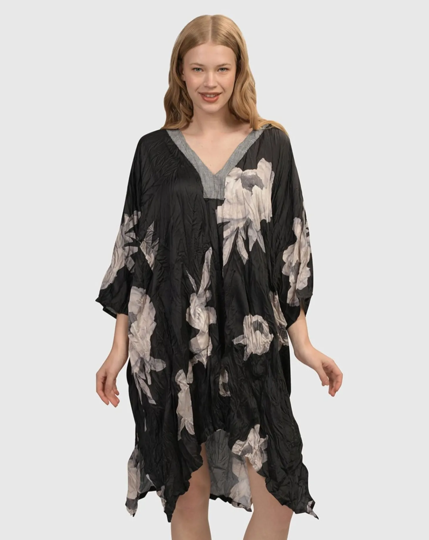 Women Alembika Paige Crinkle Caftan Tunic Dress, Roses