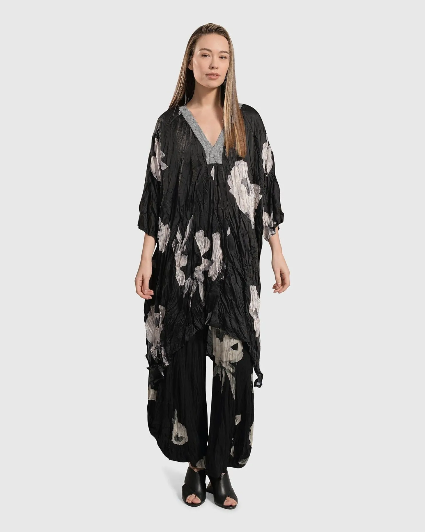Women Alembika Paige Crinkle Caftan Tunic Dress, Roses