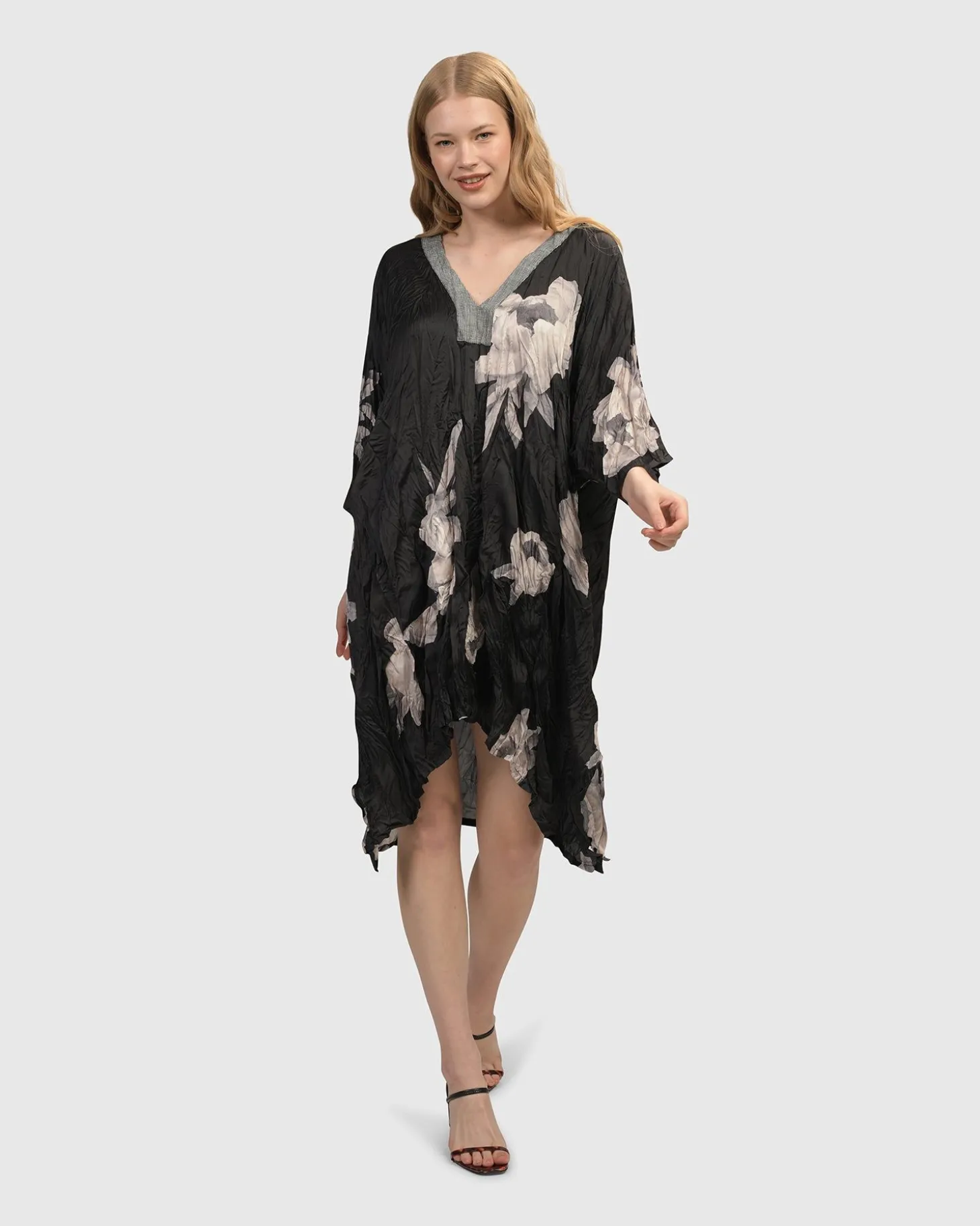 Women Alembika Paige Crinkle Caftan Tunic Dress, Roses