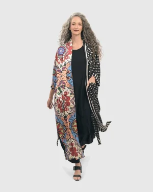 Women Alembika Paisley Dot Long Kimono Jacket, Multi