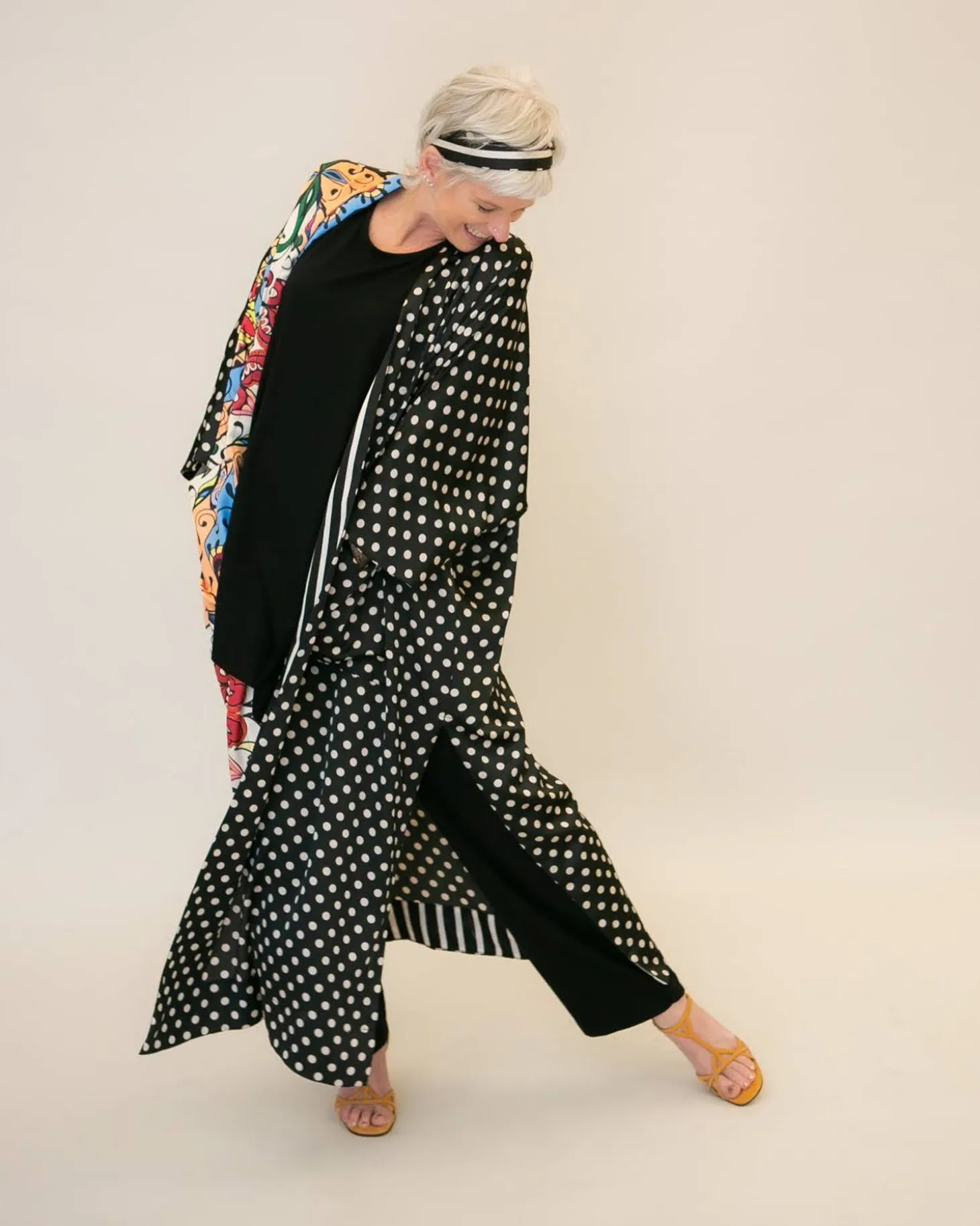 Women Alembika Paisley Dot Long Kimono Jacket, Multi