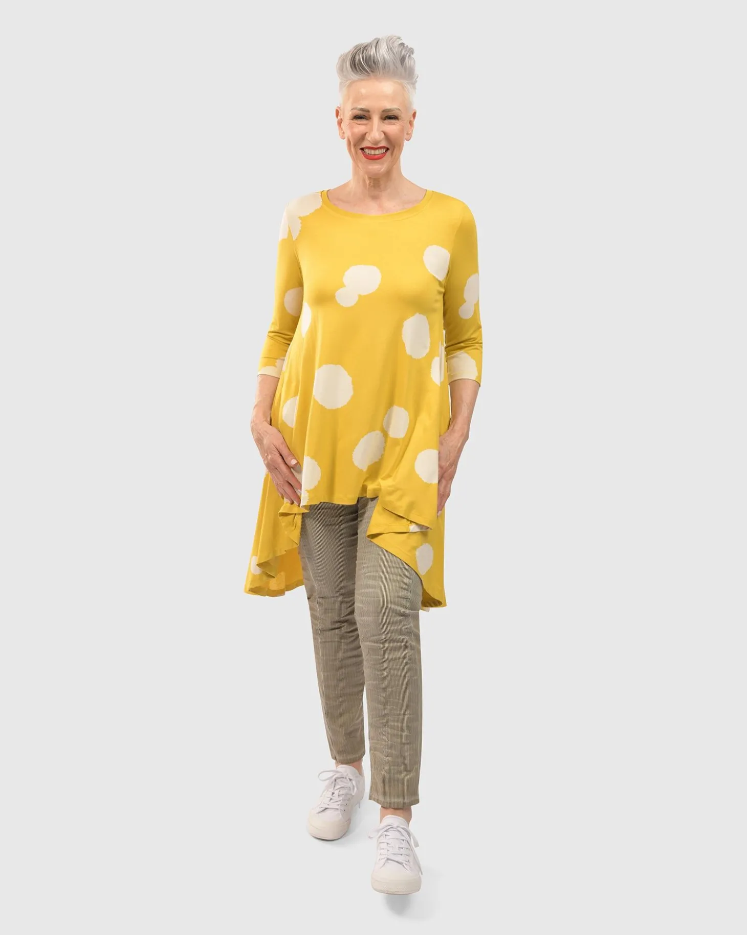 Women Alembika Perfect Swing Tunic Top, Canary Spots