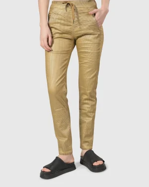 Women Alembika Pinstripe Iconic Stretch Jeans, Gold