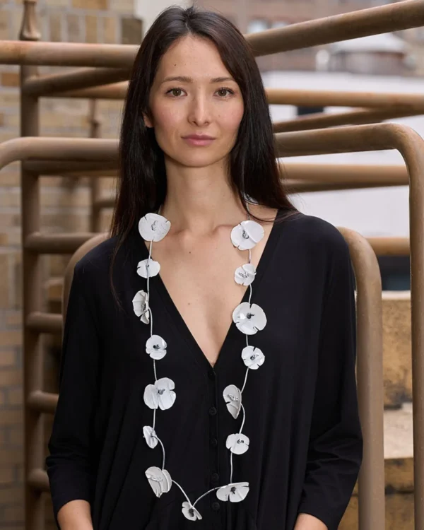 Women Alembika Poppy Flower Necklace, White