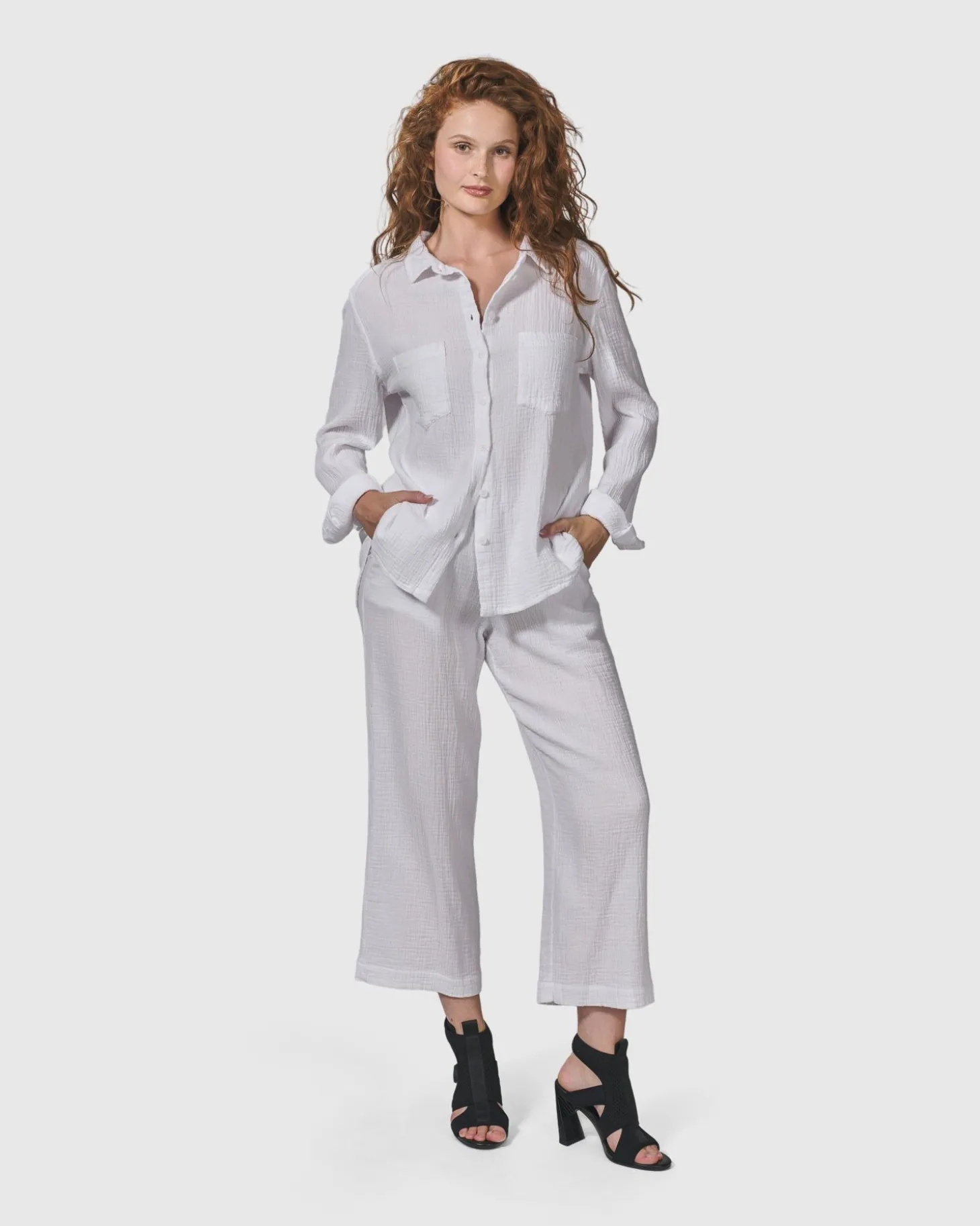 Women Alembika Recreation Button Down Top, White