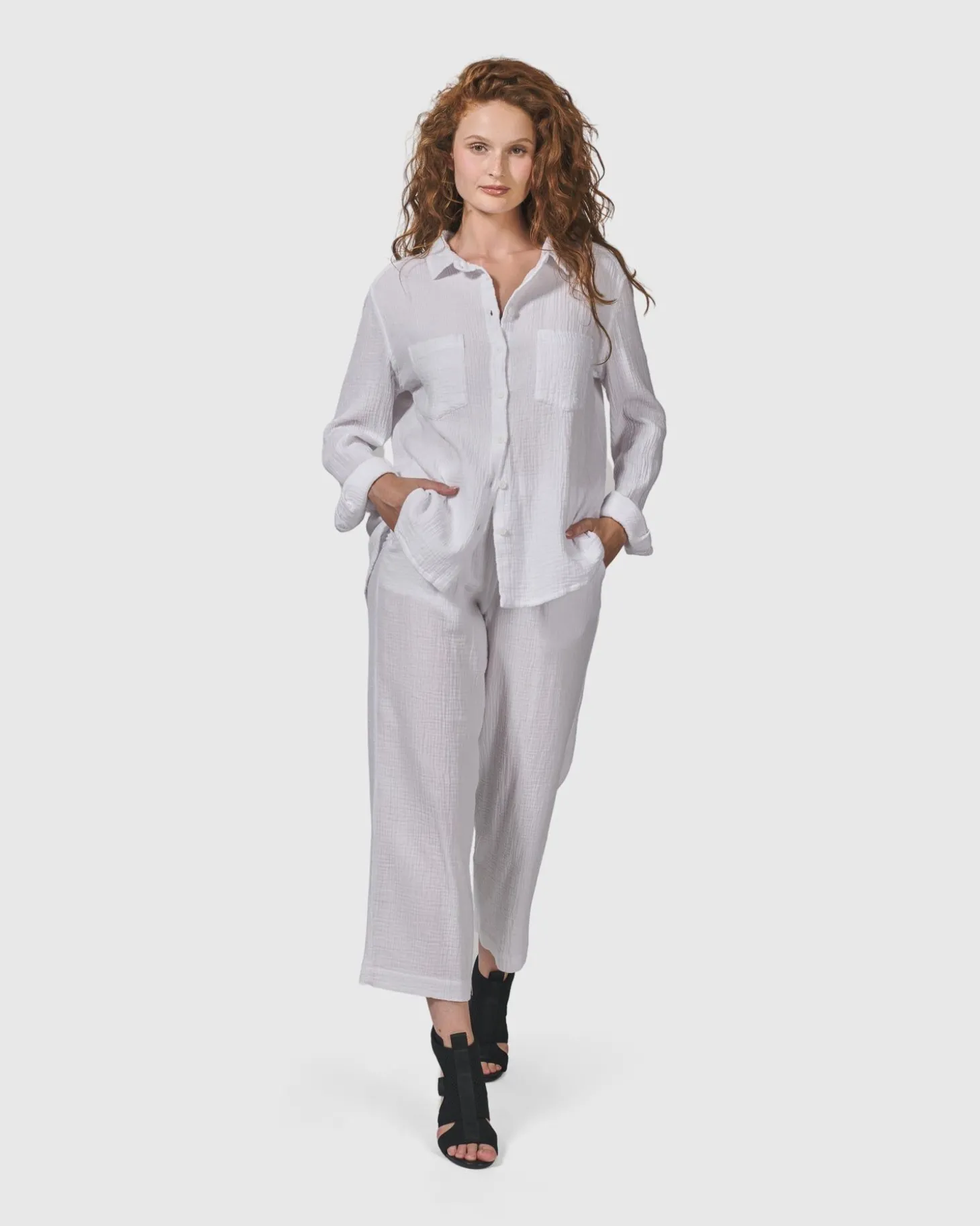 Women Alembika Recreation Button Down Top, White