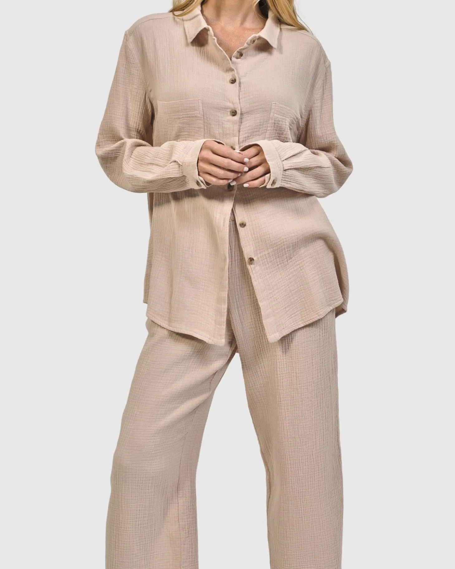 Women Alembika Recreation Button Down Top, Sand