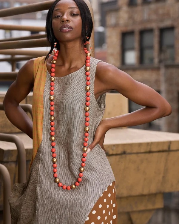Women Alembika Round Beads Necklace - Duo (Orange)