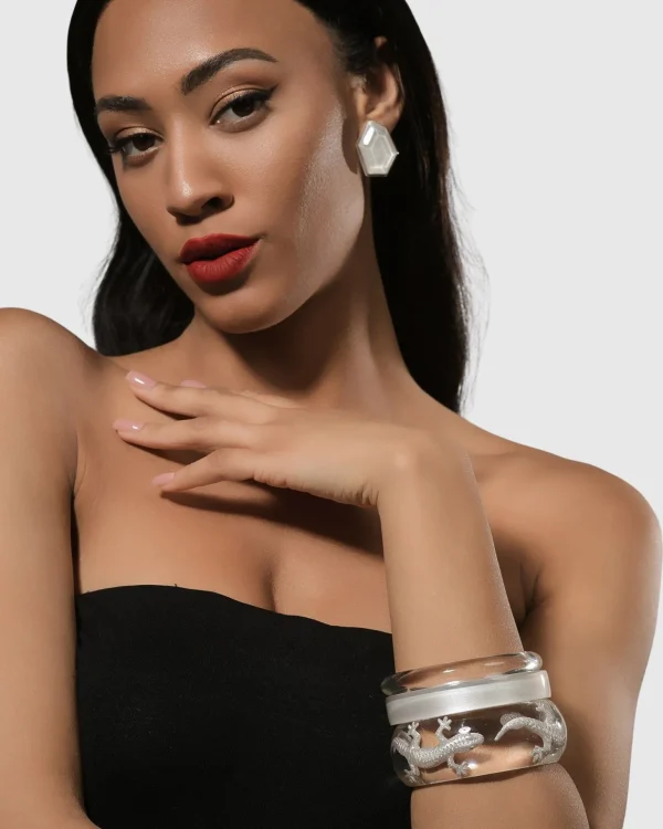 Women Alembika Rounded Bangle Bracelet, Clear